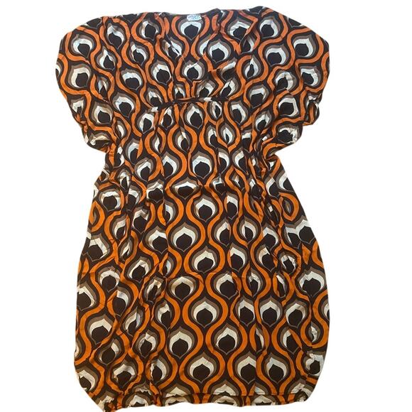 Free People groovy baby orange black geometric maxi kaftan dress SIZE OS - Picture 1 of 7